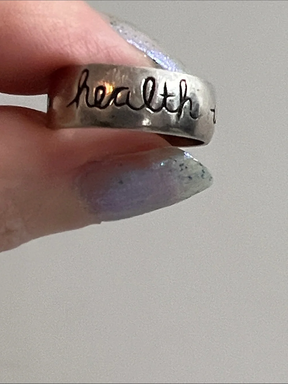 🌞 Engraved 925 Sterling Silver 'Health Wealth Happiness' Ring
